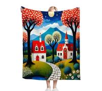 Gumntun Plaid Polaire 200x220 Arbres Bleus sous Un Ciel éToilé, Impression Couverture en Polaire Microfibre, Rrespirante Couverture de Lit pour Adultes et Enfants Rester Chaud en Hiver_B2230