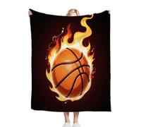 Gumntun Plaid Polaire 200x220 Basketball Orange Flamme, Impression Couverture en Polaire Microfibre, Confortable et Rrespirante Couverture de Lit pour Adultes et Enfants Rester Chaud en Hiver_B2386