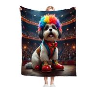 Gumntun Plaid Polaire 200x220 Chien Portant Une Perruque, Impression Couverture en Polaire Microfibre, Confortable et Rrespirante Couverture de Lit pour Adultes et Enfants Rester Chaud en Hiver