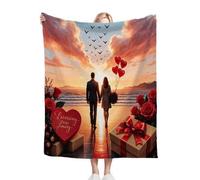 Gumntun Plaid Polaire 200x220 Couple pour La Saint-Valentin, Couverture en Polaire Microfibre, Confortable et Rrespirante Couverture de Lit pour Adultes et Enfants Rester Chaud en Hiver_B4774