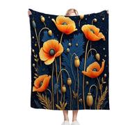Gumntun Plaid Polaire 200x220 Motif Floral Orange, Impression Couverture en Polaire Microfibre, Confortable et Rrespirante Couverture de Lit pour Adultes et Enfants Rester Chaud en Hiver
