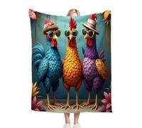 Gumntun Plaid Polaire 200x220 Poulet Coloré de Dessin Animé, Impression Couverture en Polaire Microfibre, Confortable et Rrespirante Couverture de Lit pour Adultes et Enfants Rester Chaud en Hiver