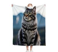 Gumntun Plaid Polaire Enfant 130x150 Chat Gris, Duveteuse Respirable Couverture Enfants 130x150 cm, Jeté de Canapé Chauffante en Polaire Microfibre pour Toutes Saisons_1151a