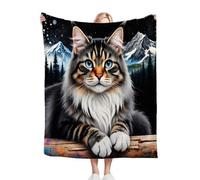 Gumntun Plaid Polaire Enfant 130x150 Chat Maine Coon Gris Adulte, Duveteuse Respirable Couverture Enfants 130x150 cm, Jeté de Canapé Chauffante en Polaire Microfibre pour Toutes Saisons_371a