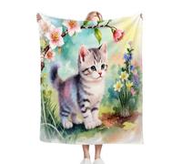 Gumntun Plaid Polaire Enfant 130x150 Chaton Gris Adulte, Duveteuse Respirable Couverture Enfants 130x150 cm, Jeté de Canapé Chauffante en Polaire Microfibre pour Toutes Saisons_662a