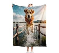 Gumntun Plaid Polaire Enfant 130x150 Chien Adulte Jaune, Duveteuse Respirable Couverture Enfants 130x150 cm, Jeté de Canapé Chauffante en Polaire Microfibre pour Toutes Saisons_641a