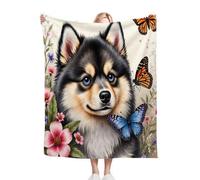 Gumntun Plaid Polaire Enfant 130x150 Chien Noir, Duveteuse Respirable Couverture Enfants 130x150 cm, Jeté de Canapé Chauffante en Polaire Microfibre pour Toutes Saisons_1109a
