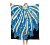 Gumntun Plaid Polaire Enfant 130x150 Feux d'artifice Bleus, Duveteuse Respirable Couverture Enfants 130x150 cm, Jeté de Canapé Chauffante en Polaire Microfibre pour Toutes Saisons