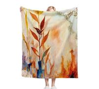 Gumntun Plaid Polaire Enfant 130x150 Impression VéGéTale Peinture à l'huile, Duveteuse Couverture Enfants 130x150 cm, Jeté de Canapé Chauffante en Polaire Microfibre pour Toutes Saisons_B10052