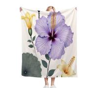 Gumntun Plaid Polaire Enfant 130x150 Motif Floral Violet, Duveteuse Respirable Couverture Enfants 130x150 cm, Jeté de Canapé Chauffante en Polaire Microfibre pour Toutes Saisons