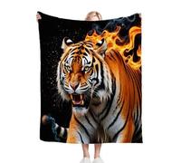 Gumntun Plaid Polaire Enfant 130x150 Tigre Jaune, Duveteuse Respirable Couverture Enfants 130x150 cm, Jeté de Canapé Chauffante en Polaire Microfibre pour Toutes Saisons