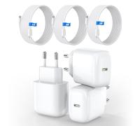 GuMosh 25W Chargeur USB C, Adaptateur Conçu pour Apple, Prise USB C Rapide Compatible avec iPhone 17/16/15/14/13/12 Plus Pro Max Mini, Air-Pods iPad, Samsung Galaxy S25/24/23,Version améliorée,3Pack