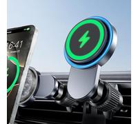 GuMosh Chargeur magnétique sans fil pour grille d'aération de voiture, charge rapide avec ventilateur de refroidissement, compatible avec iPhone, chargeur sans fil de voiture