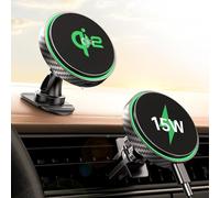 GuMosh Qi2 15W Support Telephone Voiture Induction,【Qi2 Certified Charge Rapide et Stable】Chargeur Magsafe Voiture Rotation à 360° Magnétique Voiture sans Fil Voiture pour iPhone 16 15 14 13 12 Séries