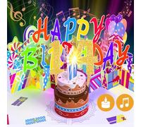 Gumry Carte pop-up 3D musicale pour 14e anniversaire, bougie lumineuse colorée soufflable, avec chanson, applaudissements, grande carte de vœux, décoration d'anniversaire pour fils, fille, garçon