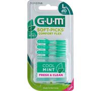 GUM Bâtonnets Soft-Picks Comfort Flex – Menthe – Grand – 40 pièces