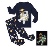Gumyoss Pyjamas pour garçons Pyjamas pour Enfants Garçon Manches Longues Coton Hiver Noël Vêtements de Nuit Brille dans Le Noir/Espace 1 8 Ans