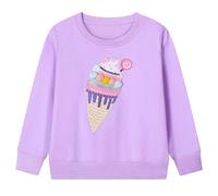 Gumyoss Sweatshirt Fille Pull Enfant Coton Manches Longues Col Rond Licorne Pullover, 8 Ans, Crème Glacée Violette