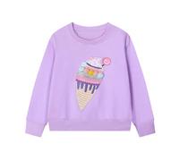 Gumyoss Sweatshirt Fille Pull Enfant Coton Manches Longues Col Rond Pullover Licorne pour Enfants, 5 Ans, Crème Glacée Violette