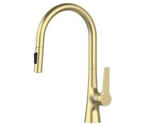 Gun Gray Brass Single Hole Deck Mounted 360 Degree Rotation Kitchen Pull Out Brass Faucet Hot And Cold Water Sink Taps(Brushed Gold)