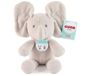 GUND - Cache-Cache Flappy L'Éléphant - Peluche Animée pour Bébé | Bouge Les Oreilles - Peluche Éléphant 20 Cm - Facile À Transporter - Doudou Bébé - Sachet Protection - Jouet Bébé 1 An Et +
