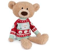 GUND Cure-dents avec pull de vacances, ours en peluche classique à partir de 1 an, beige/rouge/blanc, 38,1 cm