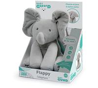 GUND Flappy L'ÉLÉPHANT Peluche Interactive pour Bébé - Bouge, Parle et Chante en Français pour l'Éveil de Votre Enfant - Peluche Éléphant Taille 30 cm - 6054176 - Jouet Bébé 10 Mois et +