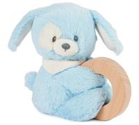 GUND Hochet en bois durable pour bébé - Peluche en peluche 100 % recyclée - Hochet en bois pour bébés et nouveau-nés - Bleu - 25,4 cm