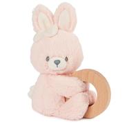 GUND Hochet en forme de lapin durable pour bébé, peluche en peluche 100 % recyclée, hochet en bois pour bébés et nouveau-nés, rose, 25,4 cm