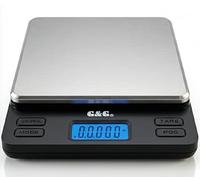 GundG Taschenwaage LSH2000 - Extra Large Surface de Pesage 10X10cm - Précision 0,1g pour 2000g et 0,05g pour 1000g