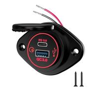 Gundhgstrr Cargador de Teléfono Multifuncional Modificado Para Coche, Impermeable, Para Autocaravana, QC PD, Doble QC3.0, Carga Rápida USB, Pantalla Roja.