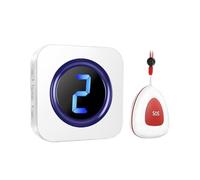 Gundhgstrr Système de Téléavertisseur Sans pour Aidants Familiaux, Prise Européenne, Étanche IP55, Bouton SOS, Système D'Alerte Infirmière pour Personnes Âgées, Blanc
