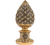 Gunes Sculpture en forme d'œuf avec 99 noms d'Allah et cristaux bleus en résine brillante - Bleu et Doré - Table - Mariage - 19,1 x 7,6 cm