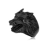 Gungneer Pendentif marteau de Thor Viking Mjolnir Collier pour homme avec tête de loup carrée en acier inoxydable 316L 2 perles Runes, 10, Métal, n