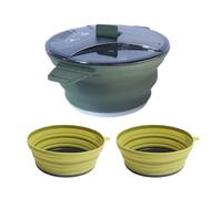 Gungtj Camping Cookware - Set De Cuisine Pliant avec Casserole Et Poêle - Kit Ustensiles Silicone Anti-Chaleur Vaisselle Acier Inoxydable pour Voyage Randonnée Cuisine Extérieure Camping