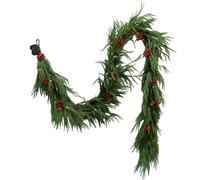 Gungtj Christmas Garland, 5.9ft Artificial Holiday Decor, Lighted Festive Wreath with Sturdy PVC Branches, Easy-to-Swing Decoration for Party Wedding Door Mantle Table Kitchen Porch Outdoor Winter