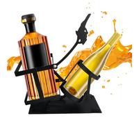 Gungtj Counter Wine Rack, Table Bottle Holder, 6.89x3.15x9.06 inches Skull Design Stand, Elegant Rustic Metal Organizer, Gratisstanding Whiskey Display for Entertainment Center Dining Room Wedding