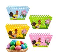 Gungtj Easter Baskets Bags, Rooster Pattern Egg Hunt Felt Bag, Easter Candy Treat Party Favor Basket for Storage Ideas, Grocery Shopping, 19.99x14.48cm, Festival Gift Basket