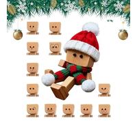 Gungtj Figurine d'homme en bois, avec 12 expressions magnétiques - Portez un chapeau, une écharpe, une voiture en bois secouée - pour , anniversaire, Noël, tableau de bord, étagère