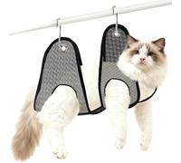 Gungtj Hamac de toilettage pour chat - Sac en maille à griffer, harnais de retenue pour animal domestique pour laver et peigner les oreilles en toute sécurité, crochet en S réglable pour chats, chiots