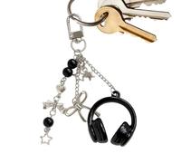 Gungtj porte-clés en forme de casque - Ornement de thème musical, accessoire de n forme de nœud avec matériau, breloque de sac à main avec design compact, outil personnel pour sac à main