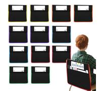 Gungtj Sacs de siège pour chaises de salle de classe - Organiseur de poche arrière pour chaise de bureau avec étiquette de nom | Tissu Oxford lavable pour fournitures scolaires pour papeterie, livre