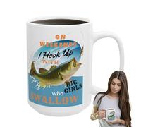 Gungtj Tasse à café en céramique pour la pêche, pour jus, bière, lait, jus, étude, salle à manger, enseignants, étudiants, bureau, restaurant, hôtel, pêcheurs