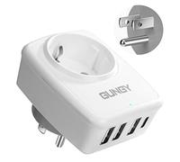 GUNGY Adaptateur de voyage universel Blanc 3 USB + 1 USB-C Adaptateur Europe vers US pour États-Unis Canada Mexique Thaïlande Type B