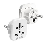 GUNGY Adaptateur Prise Universel de Voyage Adaptateur Prise USA vers France Adaptateur Prise International vers France pour Americaine Anglaise Chine Australie Blanc 2 PCS