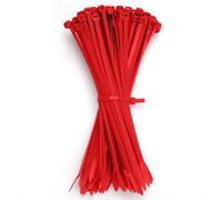 GUNGY Attache Cable Rouge 200 x 4,8mm Collier de Serrage Plastique Serre Câbles Électriques pour Cable Management Jardinage 100 Pièces