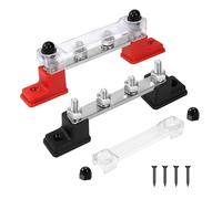 GUNGY Bloc de Distribution Alimentation 12V-48V DC BusBar 150A Barres de D'énergie Segmentée avec 4 x M6 Borne pour Voiture Camion Bateau Rouge Noir 2 Pièces