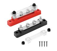 GUNGY Bloc de Distribution D'alimentation 12V-48V DC BusBar 150A Barres de Distribution D'énergie avec 4 x M6 Boulons de Borne pour Voiture Camion Bateau Rouge Noir 2 Pièces