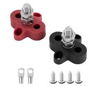 GUNGY Bornier de Distribution D'alimentation de Batterie M8 Bornier de Batterie à Borne 12V-48V pour Voiture Camion Bateau Noir et Rouge 2 Pièces