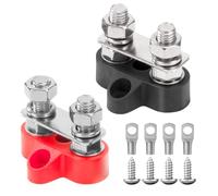 GUNGY Bornier de Distribution d'alimentation de Batterie M8 Bornier de Batterie à Double Borne 12V-48V pour Voiture Camion Bateau Noir et Rouge 2 Pièces